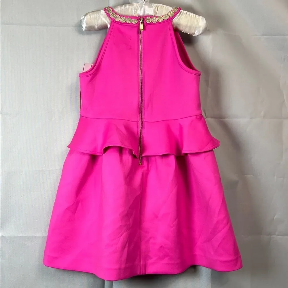Lilly Pulitzer Vibrant Pink Caesara peplum dress size 4 - 5 NWT